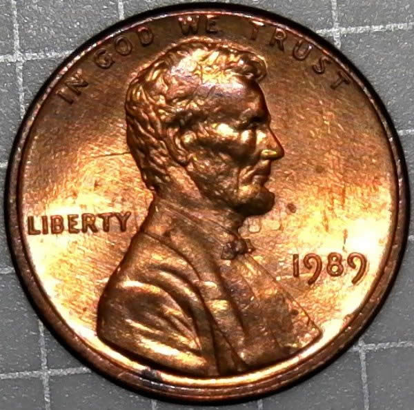 1989-P-Lincoln-Memorial-Cent-Strong-Die-Clash!-From-Customer-Wrapped-Roll